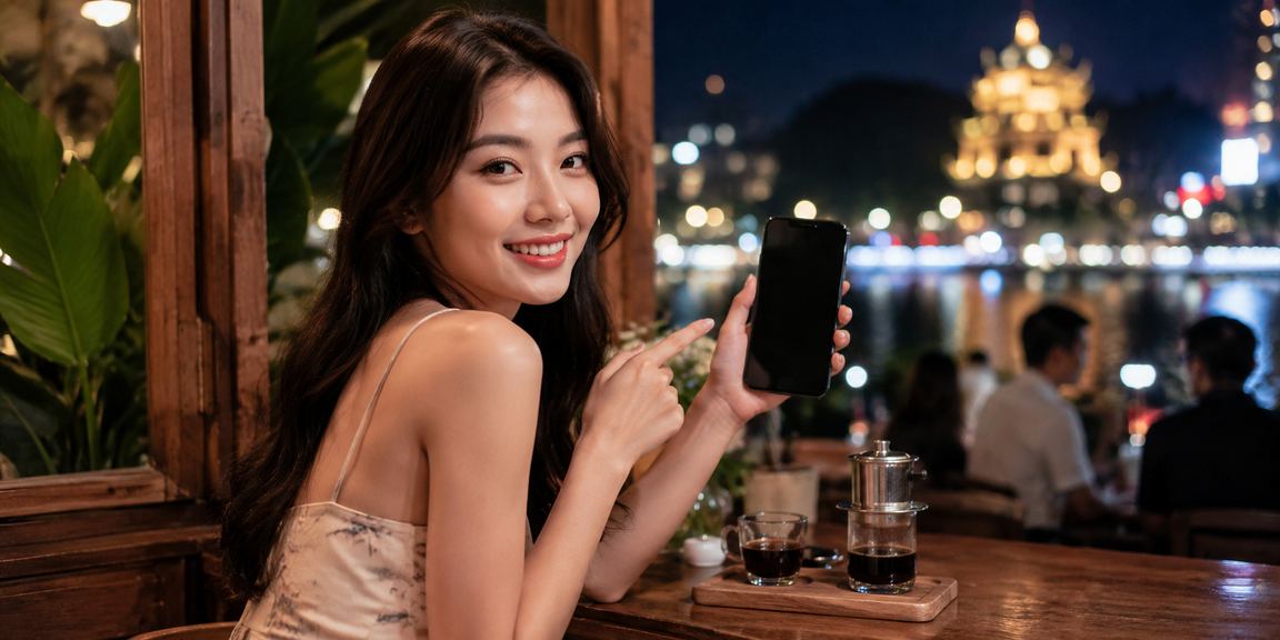 Người dùng thư giãn uống cà phê tại Ninh Bình trong khi sử dụng casino di động có kiểm soát